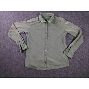 LL Bean Shirt Womens XS Long Sleeve Button Down Olive Pocket Collared Everyday